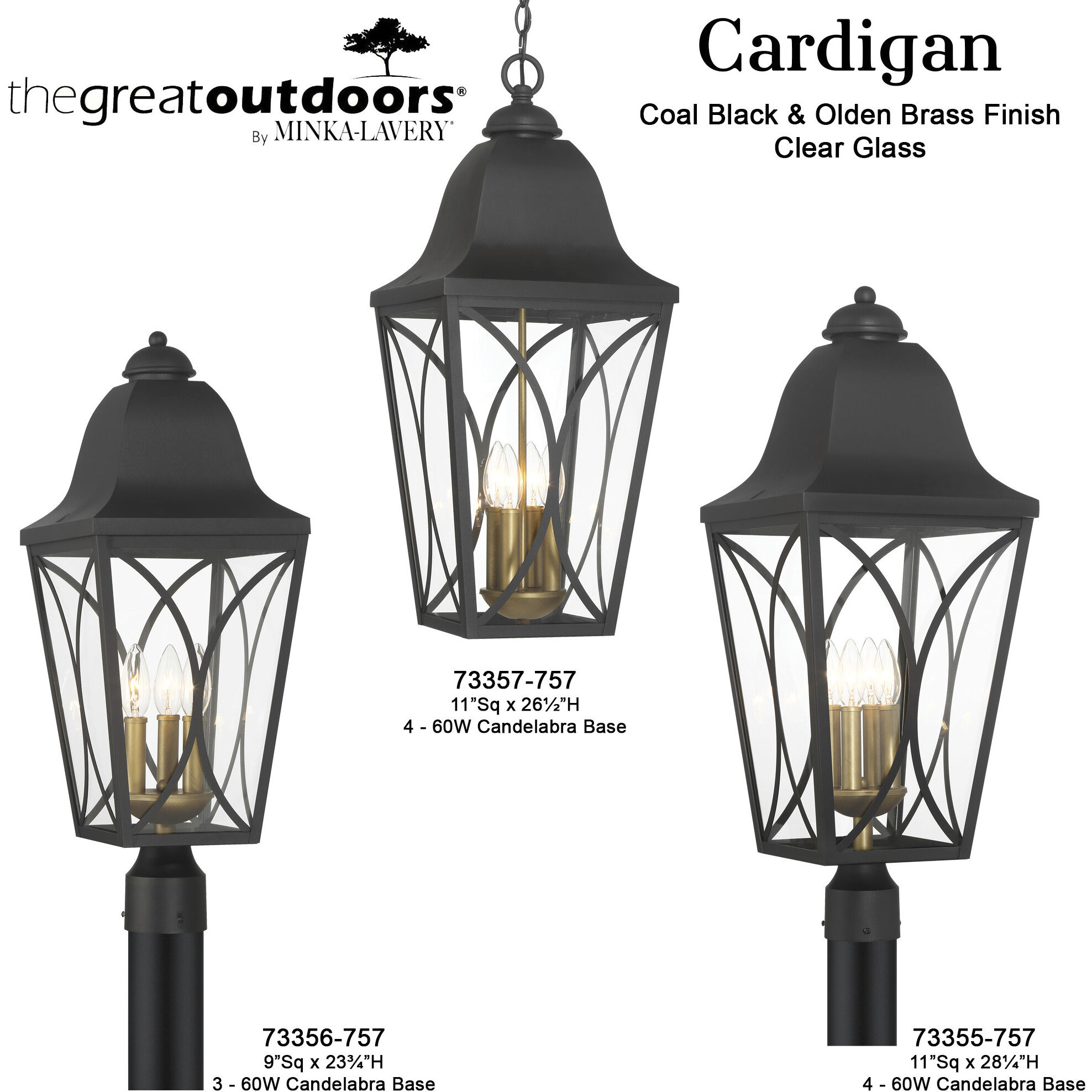Cardigan Outdoor Wall Mount in Sand Coal and Olden Brass, Great Outdoors